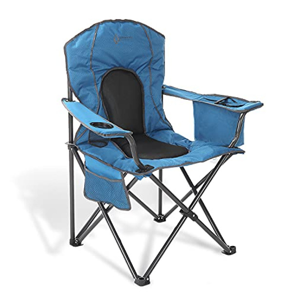 ARROWHEAD OUTDOOR PORTABLE FOLDING CAMPING CHAIR 4-CAN COOLER CUP-HOLDER - BLUE