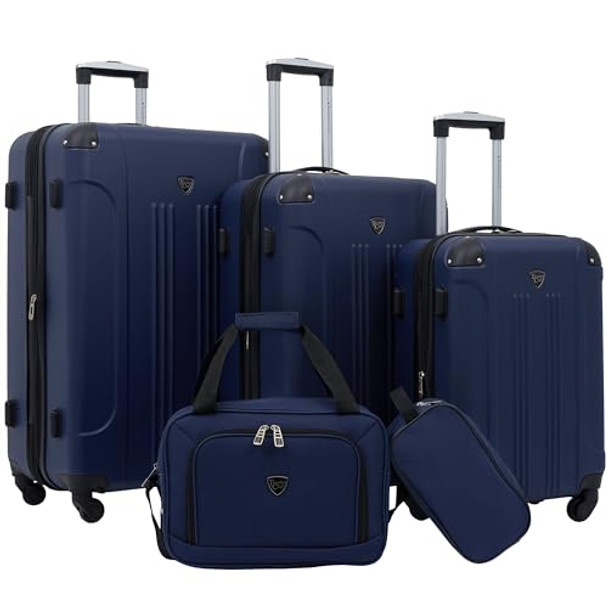 TRAVELERS CLUB CHICAGO HARDSIDE EXPANDABLE SPINNER LUGGAGES 5 PIECE SET - Navy