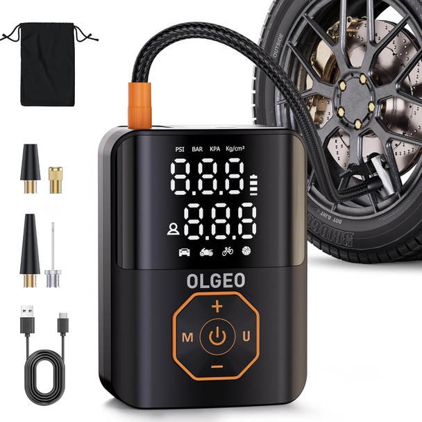 OLGEO TIRE INFLATOR PORTABLE AIR COMPRESSOR 160PSI TIRE INFLATOR FOR CAR - BLACK