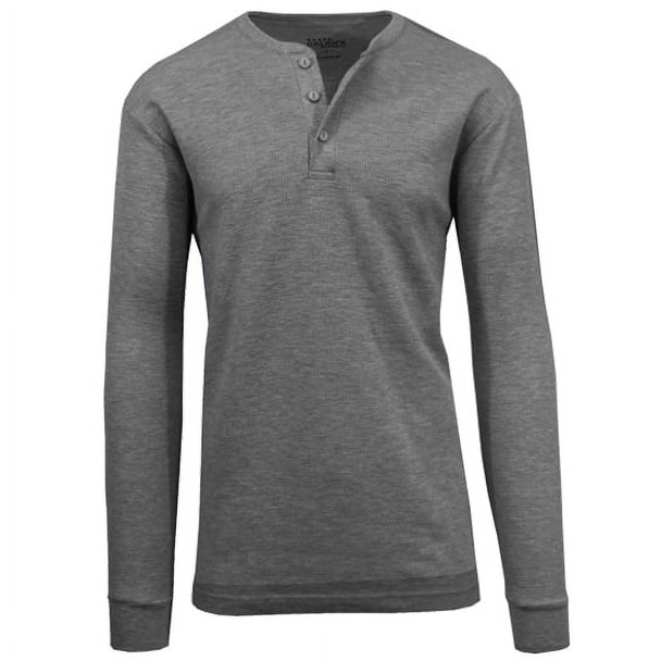 BLUE ICE MENS CHARCOAL LONG SLEEVE STRETCH HENLEY SHIRT SIZE: MEN M - CHARCOAL New
