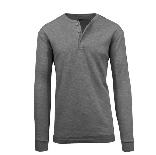 BLUE ICE MENS CHARCOAL LONG SLEEVE STRETCH HENLEY SHIRT SIZE: MEN S - CHARCOAL New