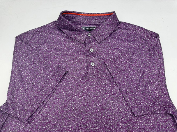PGA TOUR MEN'S SHORT SLEEVE PRINTED GOLF POLO SHIRT - SIZE: MEN L - PURPLE New