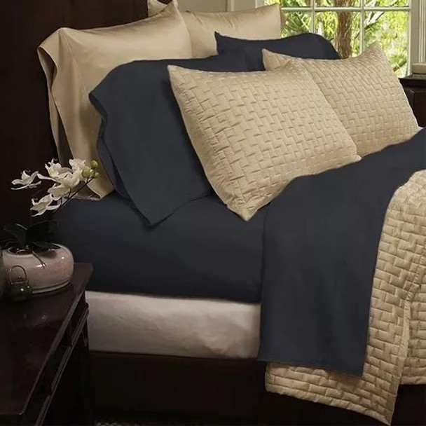 LUXURY HOME SUPER SOFT 4-PC RAYON FROM BAMBOO KING SHEET SET - BLACK New