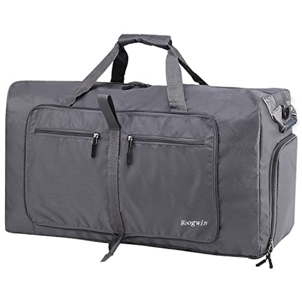 Woogwin Travel Duffel Bag Large Foldable Waterproof Overnight Bag 100L- Gray New