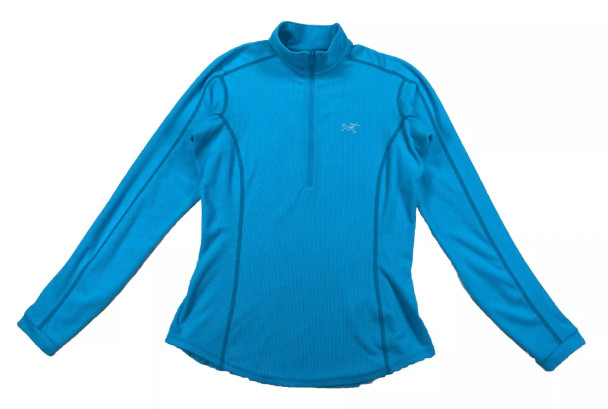 ARC'TERYX DELTA LT ZIP WOMEN'S MIRCO GRID PULLOVER JACKET - SIZE: M - TEAL BLUE New