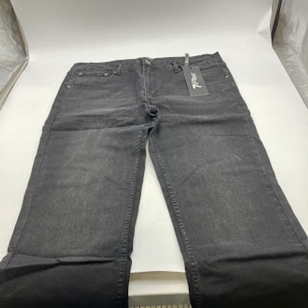7GROOVE MEN'S JEANS STRAIGHT DENIM - SIZE: MEN 36/32 - BLACK WASHED New