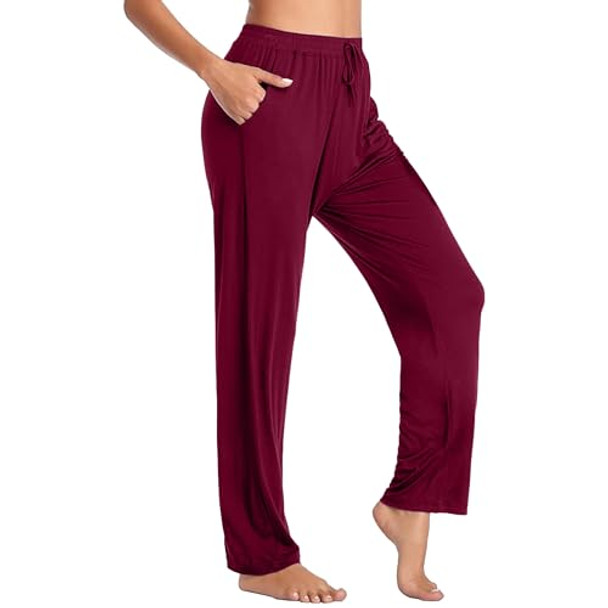 Galaxy by Harvic Women's Loose Fit Lounge Pants - Burgundy (3XL) New
