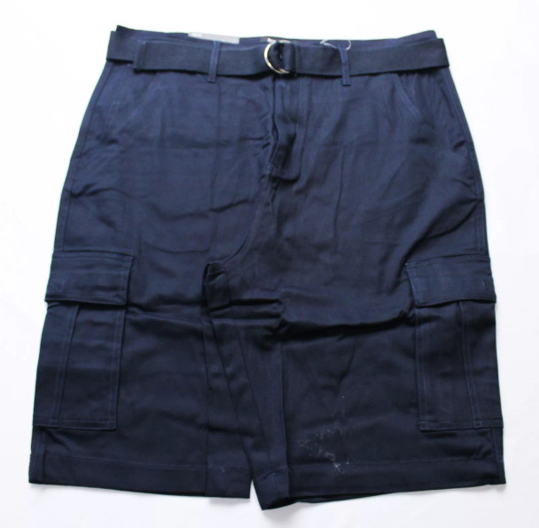 BLU ROCK NEW YORK 10" INSEAM CARGO POCKET W/BELT INCLUDED SHORTS MEN 36 - NAVY New