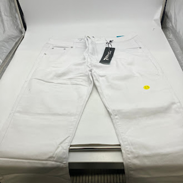 7GROOVE GROOVE MEN'S JEANS STRAIGHT DENIM SLIM FIT - SIZE: MEN 42/32 - WHITE New