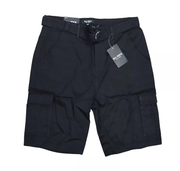 BLU ROCK NEW YORK 10" INSEAM CARGO POCKET W/BELT INCLUDED SHORTS MEN 36 - BLACK New