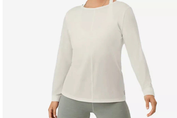ALLBIRDS WOMEN'S NATURAL FLOW STUDIO LONG SLEEVE - SIZE: WOMEN S - BLIZZARD New