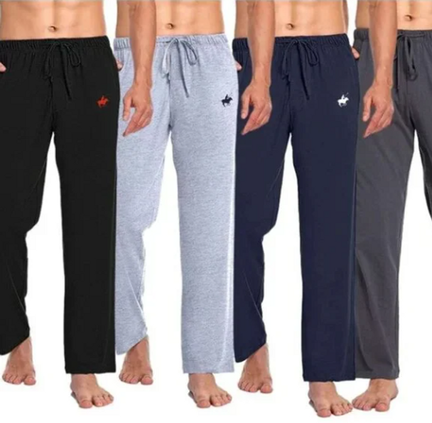 PACIFIC POLO CLUB MEN'S COTTON LOUNGE PANTS POCKETS 4 PCS M - BLK/GRY/NAVY/GRY New