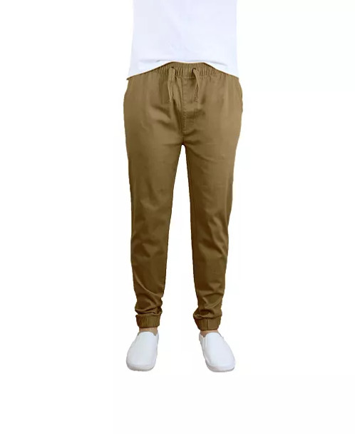GALAXY BY HARVIC MEN'S BASIC STRETCH TWILL JOGGERS - SIZE: MEN XL - TIMBER New