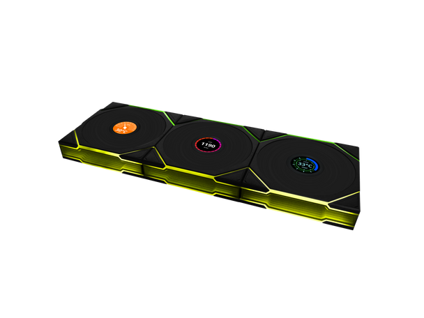 Lian Li UNI Fan TL LCD 120 Wireless - Triple Pack (Reverse Blade ) - 2.4 GHz