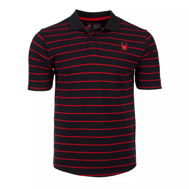 SPYDER MEN'S CLASSIC STRIPE LOGO POLO - SIZE: MEN S - BLACK New