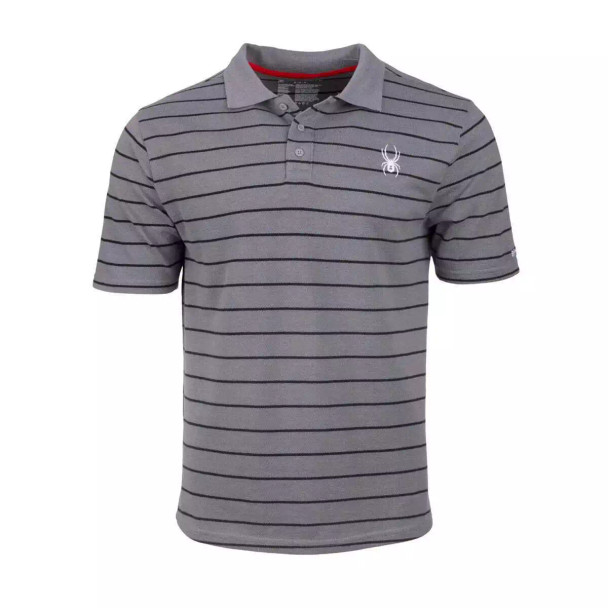 SPYDER MEN'S CLASSIC STRIPE LOGO POLO - SIZE: MEN S - GRAY New