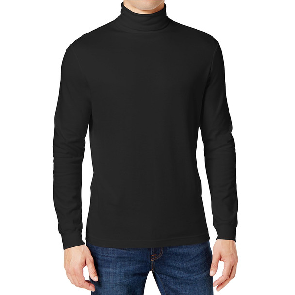 GALAXY BY HARVIC MEN'S LONG SLEEVE TURTLE NECK T-SHIRT - SIZE: MEN L - BLACK New