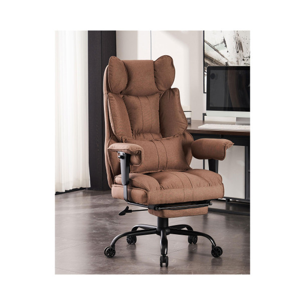 EFOMAO Fabric Office Chair, Big and Tall Chair 400 lb Weight Capacity - Brown