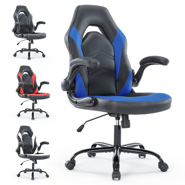 OLIXIS PU LEATHER PADDED GAMING OFFICE DESK CHAIR BLUE&BLACK C-3895-BKBU