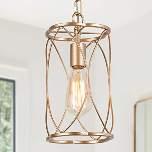 Optimant Lighting Gold Pendant Lighting for Kitchen Island, Modern Cage