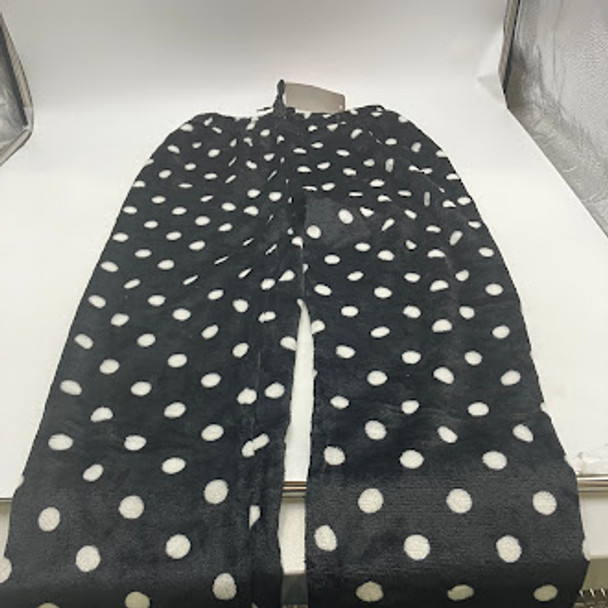 FASHION EXTRA SOFT FLEECE PAJAMAS PANTS SIZE: WOMEN L/XL - BLACK/WHITEPOLKADOTS New
