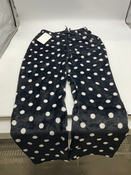FASHION EXTRA SOFT PAJAMAS PANTS - SIZE: WOMEN S - BLACK WITH WHITE POLKA DOTS New