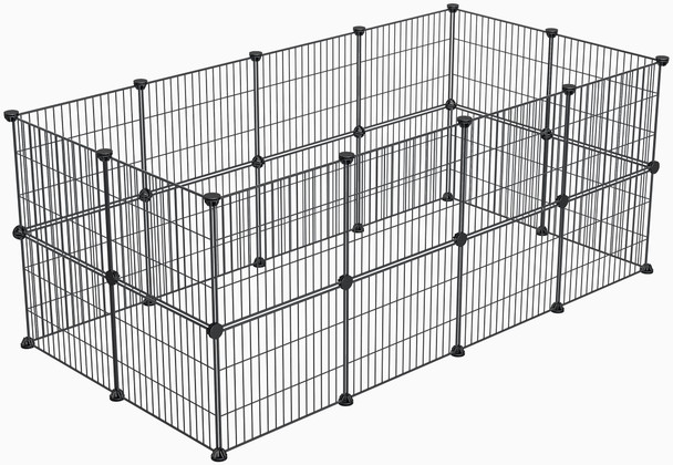 LURIVA SMALL ANIMAL PLAYPEN GGUINEA PIG CAGES 15 X 12 INCH, 24 PANELS BLACK