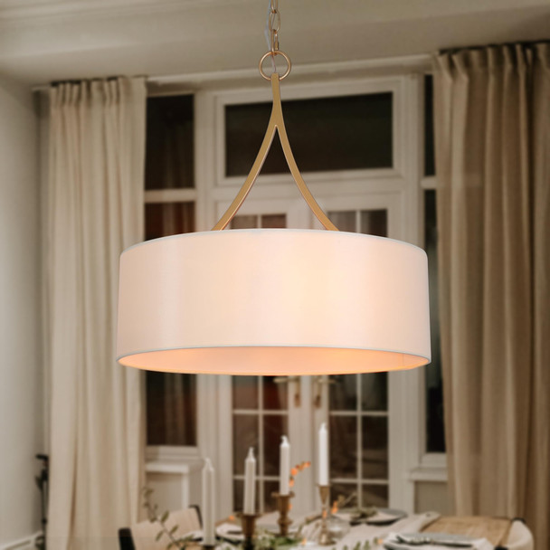 KSANA Drum Pendant Chandelier 3-Light Gold Chandelier 17.5 inch Modern New