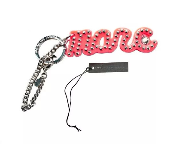 MARC BY MARC JACOBS SIGNATURE CHARM KEY RING IN FLUORO PINK - PINK New