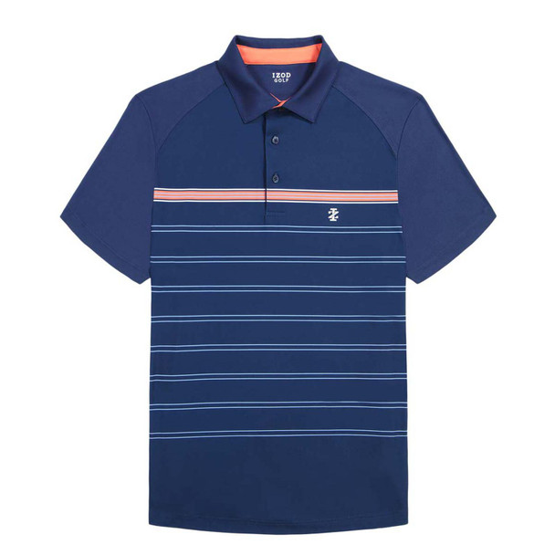 IZOD MEN'S CHEST STRIPE POLO - SIZE: MEN L - NAVY New