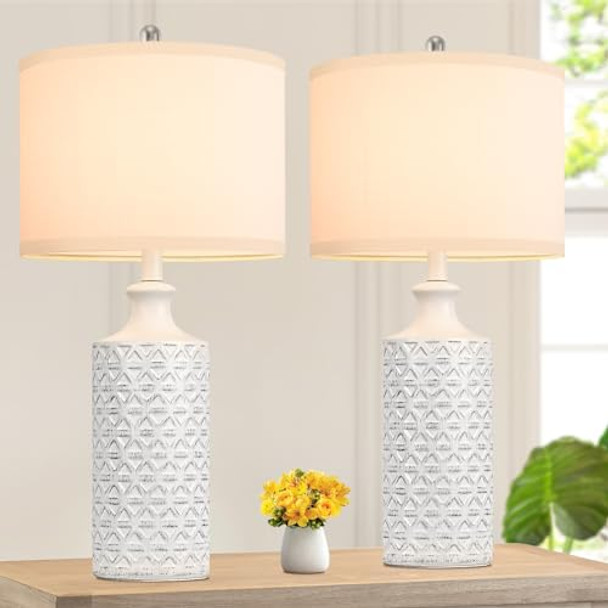 BRIGHTEVER CERAMIC TABLE LAMPS SET OF 2 YH-TL2371 - WHITE New BRIGHTEVER CERAMIC TABLE LAMPS SET OF 2 YH-TL2371 - WHITE New