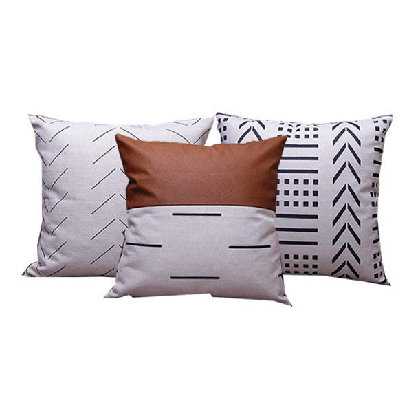 EFOLKI BOHO THROW PILLOW COVERS 18X18 SET OF 3 - WHITE/BROWN/BLACK New