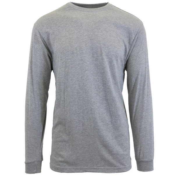 GALAXY BY HARVIC MEN'S COTTON-BLEND LONG SLEEVE CREW NECK TEE - M - HEATHER GRAY New