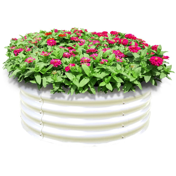 Olle 17''x 42'' Upgrade Round Galvanized Raised Garden Bed- Ivory