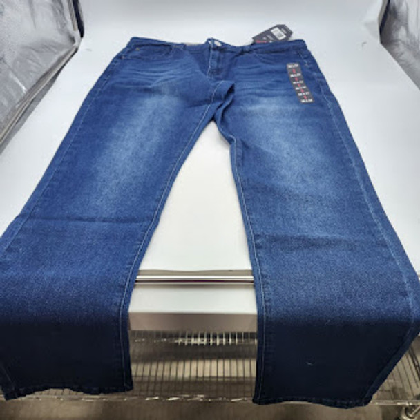 BLU ROCK MEN'S 4-WAY STRETCH SLIM FIT STRAIGHT DARK WASH - SIZE 36X31 - INDIGO New