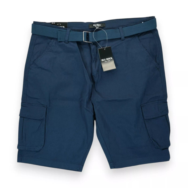 BLU ROCK NEW YORK MEN'S FLEX STRETCH BELTED CARGO SHORTS - SIZE: MEN 40 - NAVY New