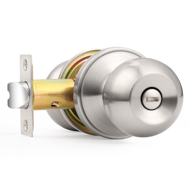 PROBRICO BRUSHED NICKEL BALL PRIVACY DOOR KNOB KEYLESS INTERIOR DOOR LOCK
