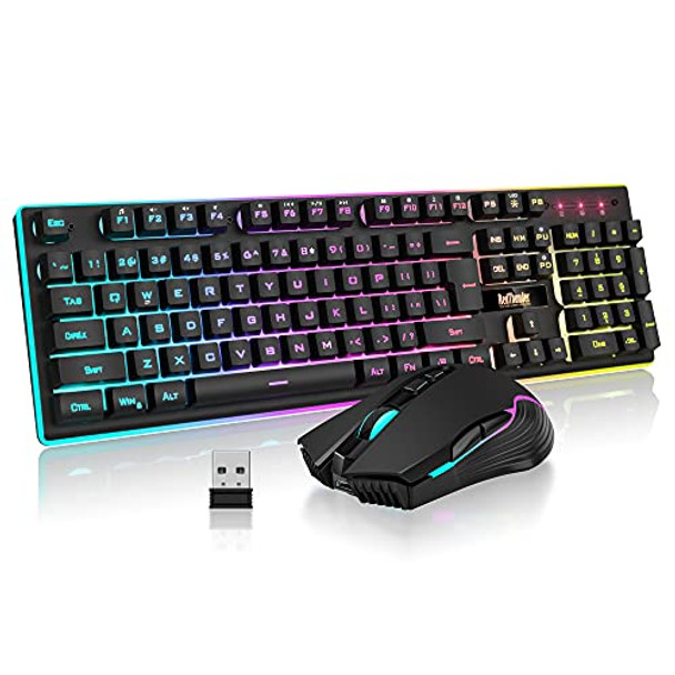 REDTHUNDER K10 WIRELESS KEYBOARD MOUSE COMBO LED RECHARGEABLE 3800MAH - BLACK
