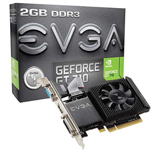 EVGA GT 710 2GB DDR3 64BIT SINGLE SLOT, LOW PROFILE, 02G-P3-2713-KR - BLACK