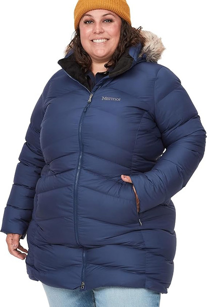MARMOT WOMEN'S MONTREAL MIDTHIGH LENGTH DOWN PUFFER CT PLUS 2XL ARCTIC NAVY PLUS New