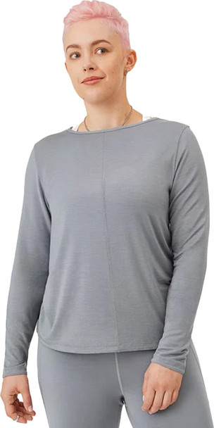 ALLBIRDS WOMEN'S NATURAL FLOW STUDIO LONG SLEEVE, SIZE L, MEDIUM GRAY