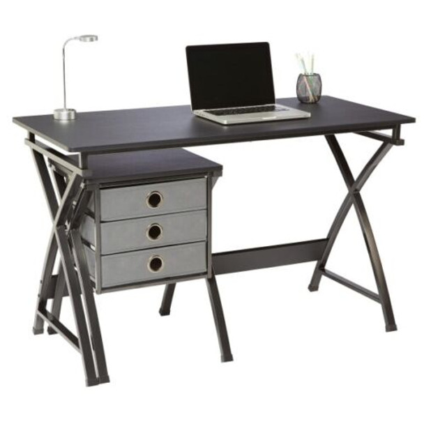 Realspace X-Cross 48"W Computer Desk With File Cabinet 784526 Black