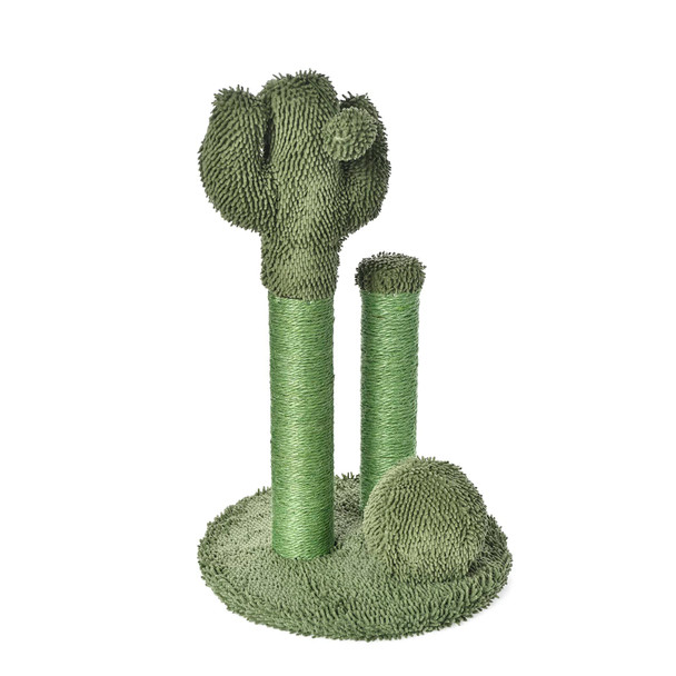 AMAZON BASICS CACTUS CAT SCRATCHING TRIPLE POSTS, DANGLING 27", GREEN -GREEN