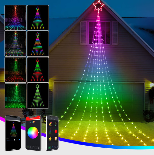 AOYCOCR OUTDOOR CHRISTMAS DECORATIONS STAR STRING LIGHTS 58 MODES - RGB