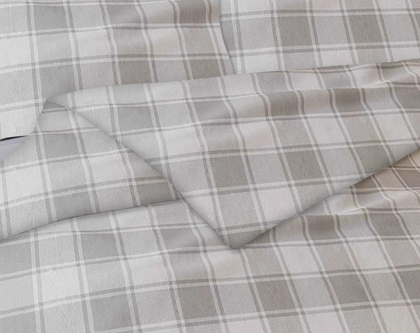 BIBB HOME 3 PIECE FLANNEL DUVET COVER SET, INSERT EXCLUDED,FULL/QUEEN,GRAY PLAID