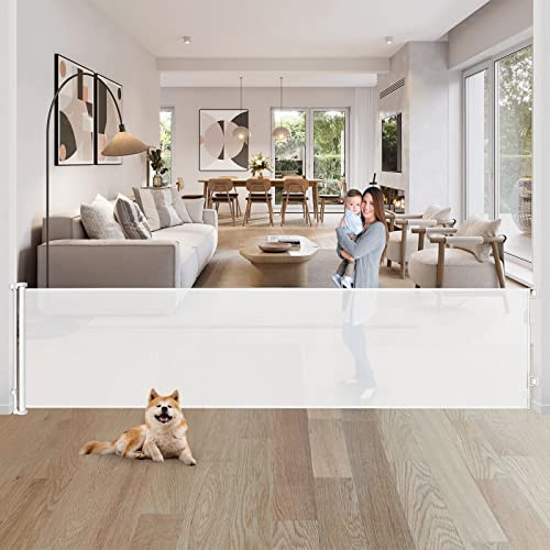WOMHOM 80" Extra Wide Retractable Gate Mesh Dog SH20.007 - White New