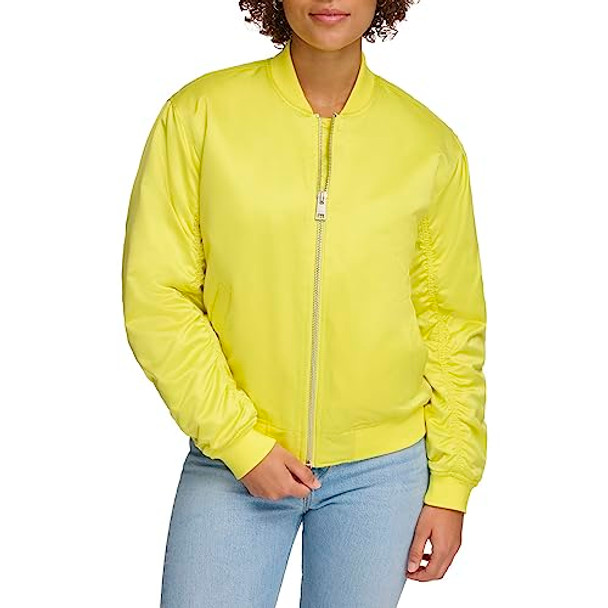 LEVI'S WOMENS RELAXED BOMBER JACKET SIZE: WOMEN L - YELLOW/GREEN SHEEN New