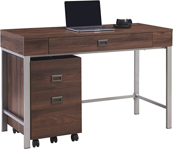 Realspace Brezio 47"W Computer Desk with Mobile File Cabinet 5095009 - Brown