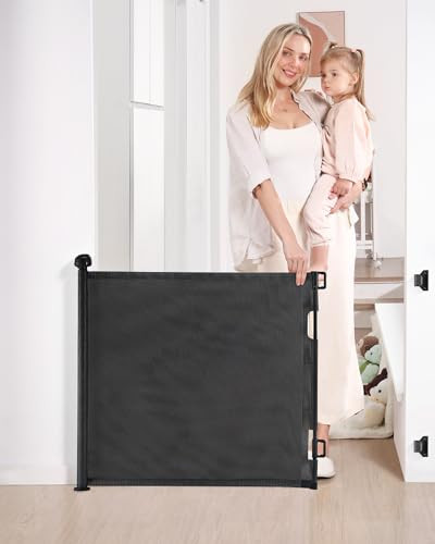 LIKZEST RETRACTABLE MESH GATE 33" TALL EXTENDS UP TO 55" WIDE SH20.006DC - BLACK New
