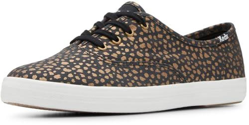 KEDS WOMEN'S CHAMPION CANVAS LACE UP SNEAKER - SIZE 7.5 - BLACK/BRONZE